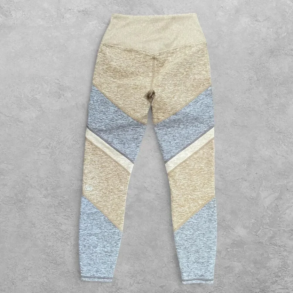 Alo Yoga Alosoft Sheila Colorblock Leggings XS High Waist Yoga Pilates